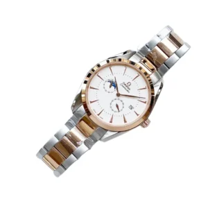 Omega Seamaster Aqua terra 41mm, a stylish women's watch with a white dial and a two-tone bracelet.