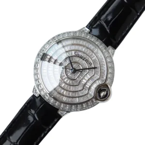 Elegant Silver Dial Watch with sparkling diamond accents on the face.