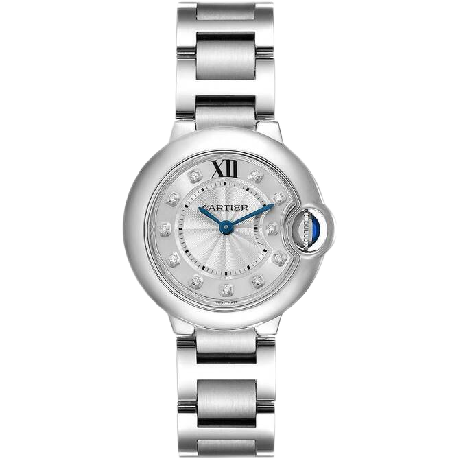 Fashionable women's Cartier Ballon Bleu Silver dial watch, a timeless piece that complements any look.