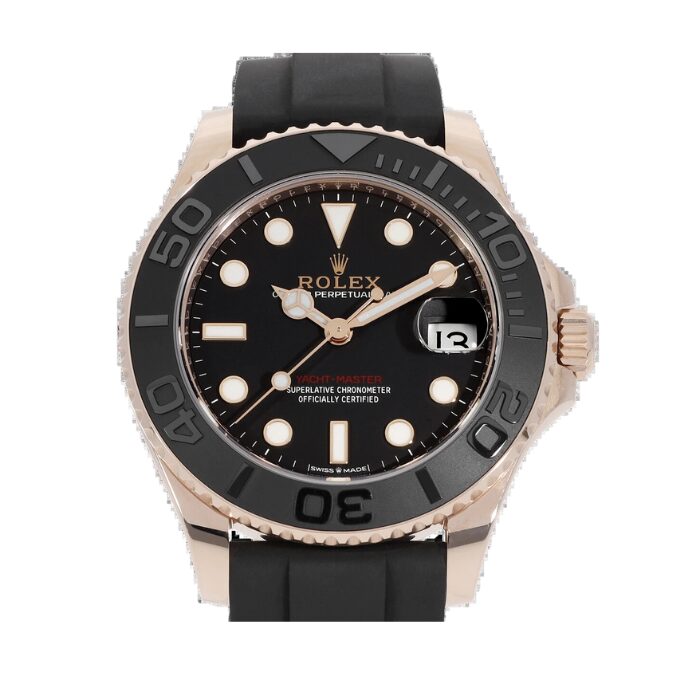 Rolex Yacht Master 42 watch with black dial. This edition adds a touch of luxury and sophistication.