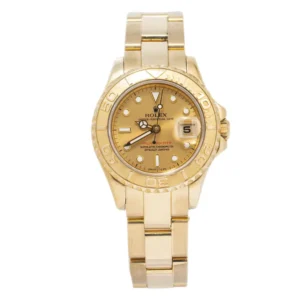 A luxurious Rolex Yacht master Gold watch in stunning 18k yellow gold. Elevate your style with this exquisite timepiece.