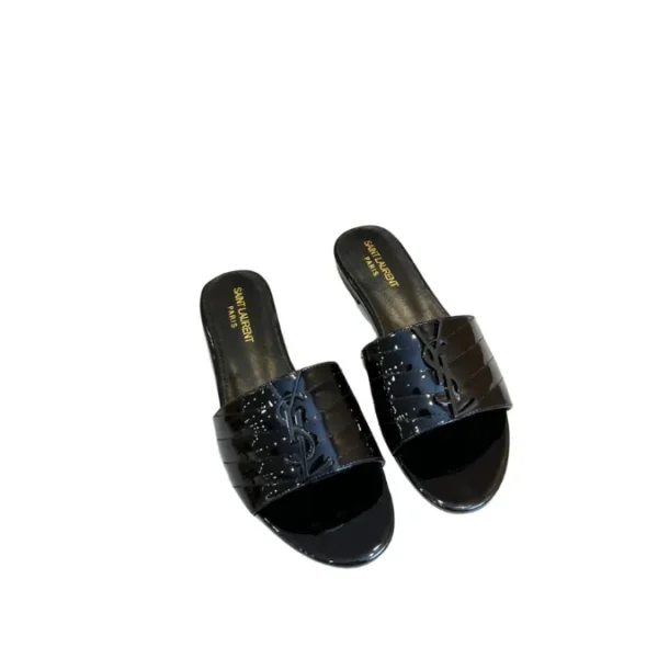 YSL Monogram Black Slippers