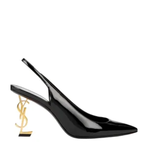 Stylish black YSL Opyum 85 pumps with elegant gold hardware, perfect for a night out or a special occasion.