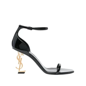 Stylish YSL Opyum Black High Heels featuring chic gold Logo at Heels, ideal for adding a touch of glamour.