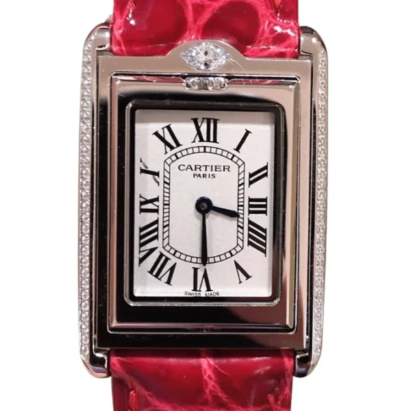 Cartier Tank Basculante Pink Leather Watch