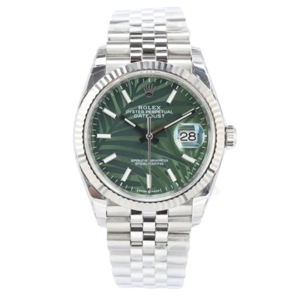 Rolex Datejust Green Palm Motif Dial Watch