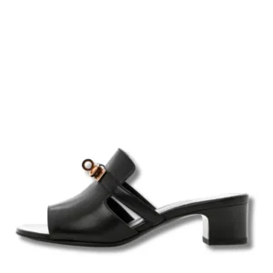 Classic Black Hermes Candy sandals adorned with a glamorous gold buckle, are a must-have for your wardrobe.