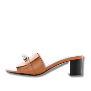 Stylish Hermes Leather Block Heel Gigi 50 sandals, perfect for any occasion.