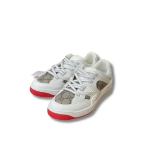 Fashionable Gucci Basket High Top sneakers for Women with striking red and white detailing.