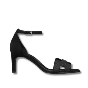 Fashionable Shiny Hermes Premiere 70 High heel sandals with a sleek buckle accent.