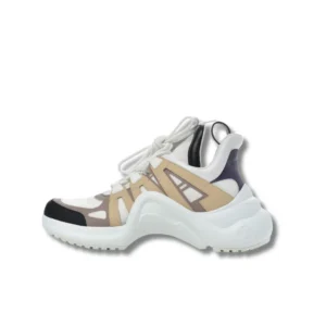 LV Archlight White, Beige sneakers featuring a Black mesh upper.
