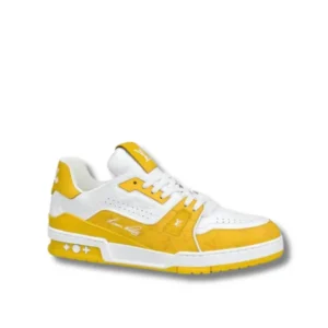 Yellow and white LV Low Trainers with a fresh white sole for a trendy look.