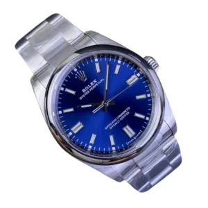 Elevate your style with a stunning Rolex Oyster Perpetual Blue Dial watch, a timeless accessory.