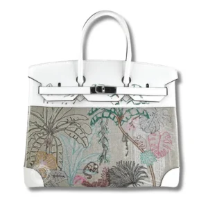 Fashionable Hermes Birkin Faubourg Tropical Bag adorned with a lovely floral pattern, a must-have accessory for trendsetters.