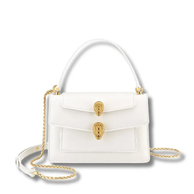 A chic White leather Bvlgari x Alexander Wang Belt Bag with elegant gold hardware, perfect for adding a touch of sophistication to any outfit.
