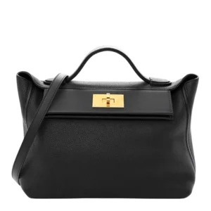 A stylish Hermes Togo Swift Leather Handbag with two handles and a classy gold clasp, perfect for any occasion.