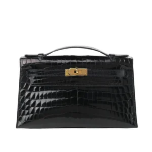 Stylish Hermes Kelly Pochette Alligator Leather bag, a must-have statement piece for any fashionista.